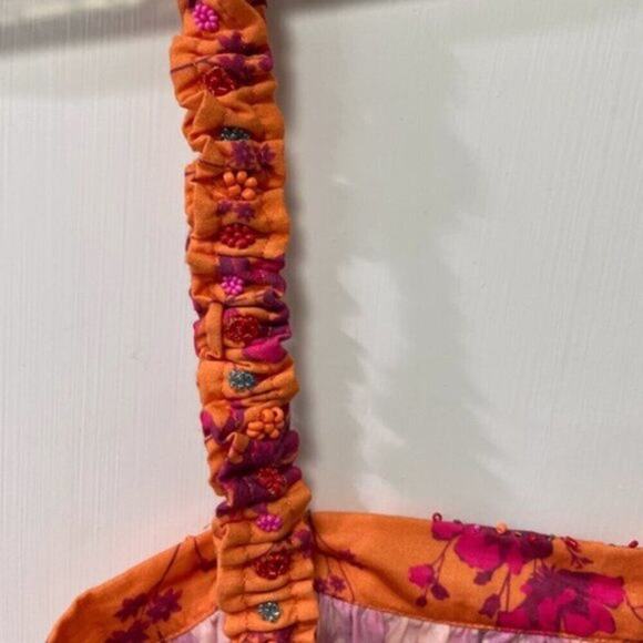 Anthropologie tank top with beaded accents orange and pink M - Picture 6 of 6
